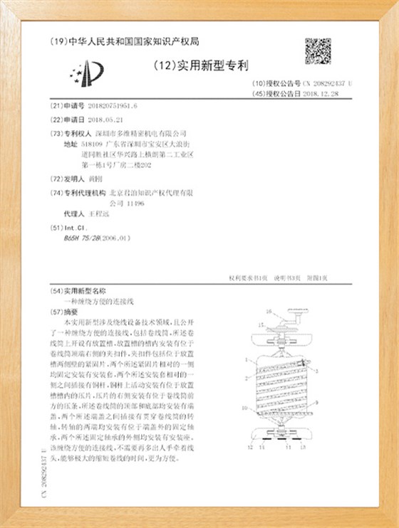 缠绕方便的连接线-实用专利